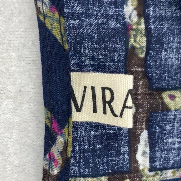 VIRABEL Blouse 3X Plus Peasant Top Check Shirred Split Neck Short Sleeve Blue - Picture 5 of 11